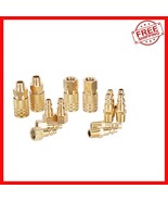 14-Piece Quick Connect Brass Air Coupler &amp; Plug Kit - 1/4-Inch NPT Fittings - $27.71