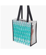 Turquoise Diamond Quilted Tote Design / Rectangular PVC Tote Bag - $656.79 MXN