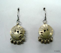 Vintage antique tribal old silver ear plug earrings peacock design - $78.21