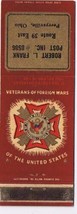 Ohio VFW Matchbook Cover Perryville Veterans Foreign Wars Frank Post # 8586 - $1.43