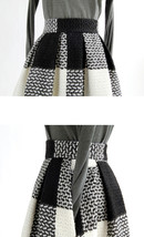 BLACK PLAID Midi Skirt Winter Women Plus Size Long Plaid Skirt Outfit image 4