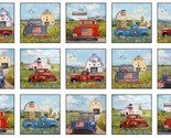 23.5&quot; X 44&quot; Panel Patriotic Trucks Barns American Cotton Fabric Panel D3... - $8.45