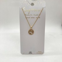 New Charming Charlie Zodiac Sign Necklace Sagittarius Gold Tone Cubic Zirconia - £11.81 GBP