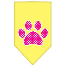 Pink Swiss Dot Paw Screen Print Bandana Yellow Small - £9.11 GBP