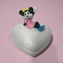 Vtg Minnie Mouse Figurine 4" Trinket Jewelry Ring Heart Box Disney Japan... - $19.79