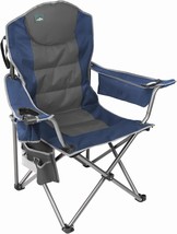 Oversized Camping Chair, Full Padded Outdoor Folding Chair Support 350, Blue - £60.60 GBP