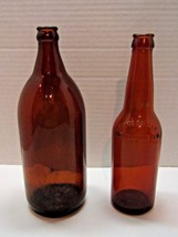 Vintage Brown Amber Beer Bottles Set Of 2 Anchor Hocking 8583 &amp; HomeBr&#39;g... - £25.02 GBP