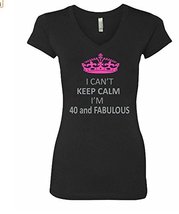 LPM Official I Cant Keep Calm, I&#39;m 40 and Fabulous Womens T-Shirt V-Neck (XXL, B - £13.30 GBP