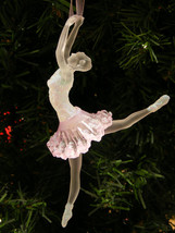 Kurt Adler Clear &amp; Pink Frosted Acrylic Ballerina Christmas Ornament T1298-B - £7.76 GBP