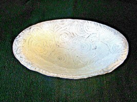 open compote/candy dish silver/white encrusted candy dish 12&quot; Long - £15.36 GBP