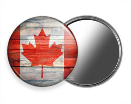 RUSTIC CANADIAN FLAG RED MAPLE LEAF CANADA POCKET PURSE MAKEUP MIRROR GI... - $15.49+