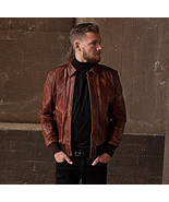 Aviator A-2 Flight Jacket Distressed Brown Genuine Leather Bomber Jacket - $142.09 CAD+