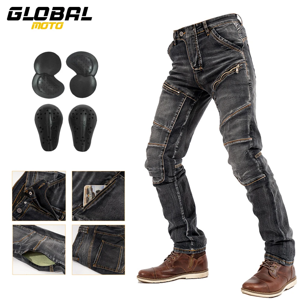 Motorcycle Jeans With CE Protective Gear Motocross Riding Racing Pants Men Wear - £61.11 GBP+