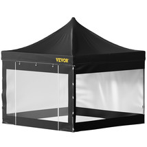 VEVOR Pop Up Canopy 10&#39; x 10&#39; Gazebo Tent w/Clear Tarp Sidewalls Black f... - £172.91 GBP