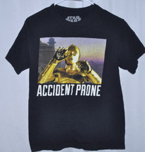 Star Wars Boys Black T-Shirt Accident Prone C3PO Short Sleeve Shirt M - £9.43 GBP