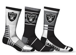 Las Vegas Raiders Calcetines 3 Paquete Tripulante Largo NFL Fútbol Hombr... - £33.75 GBP