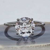 925 Sterling Silver - CZ Solitaire Ring Size 7 Clear Cubic Zirconia Crystals - £19.73 GBP