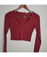 Pacsun/Me To We Burgundy Crop Top Long-sleeve Size XS - $367.38 MXN