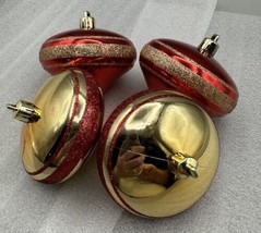 Ornament Christmas  Two Gold Two  Red Glitter Shatterproof Finial  10 In... - £7.56 GBP