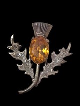 Vintage Ward Bros Scottish Thistle Broach Pin Sterling Silver 1 3/8&quot; x 1 3/4&quot; - £23.73 GBP