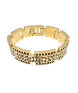 Gold Stainless Steel Link Mens Bracelet Cuff Bangle Wristband 17mm 8.5&quot; - £7.89 GBP