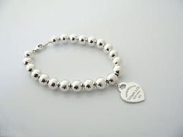 Tiffany &amp; Co Return to Tiffany Silver Heart 8 MM Ball Bead Round Bracele... - £366.74 GBP
