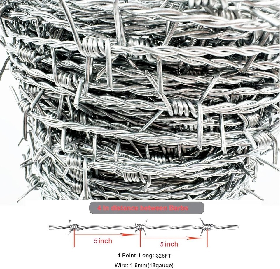 Durable 328 Ft Galvanized Barbed Wire Fence with Gloves - Craft & Security Use Item image 4
