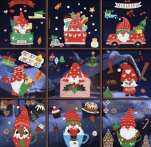 9 Sheets Gnome Christmas Window Stickers, Double Sided - $5.81