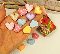 CONVERSATION LOVE HEARTS resin flat back cabochons for DIY crafts, Gift ... - £9.42 GBP