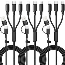 6 In 1 Multi Charging Cable [3Pack 4Ft] Multi Charger Cable Nylon Braided Multi  - £28.34 GBP