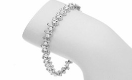 Crystals By Swarovski Tennis Bracelet Sterling Silver Overlay 7.5 Inch New - £35.48 GBP