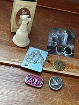 Lot of Little Miracles Porcelain Angel Bell &amp; Some Small Metal FAITH Psa... - $11.29