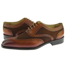 Carrucci KS509-25 Wingtip Oxford, Men&#39;s Brogue Dress Leather/Suede Shoes... - £65.40 GBP