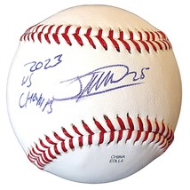 Jose LeClerc Texas Rangers Signed Baseball 23 World Series Inscription Autograph - £102.21 GBP