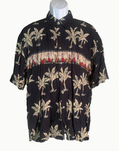 CROFT &amp; BARROW Men&#39;s Short Sleeve Button Down Floral Rayon Shirt Black L... - $9.89