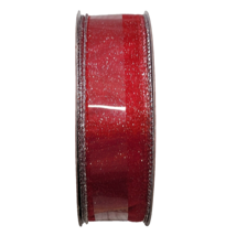 Sheer Red Silver Trim Wired Ribbon Silver Glitter Christmas Wedding 100 ft - £11.73 GBP