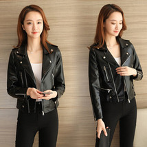 Woman black leather jacket lambskin designer ladies black leather jacket... - $139.99
