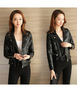 Woman Black Leather Jacket Lambskin Designer Ladies Black Leather Jacket... - $138.59+