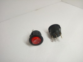 2x Lot Pack Round 23mm 3 Pins 2 Pos 6A 250V 10A 125V AC Red Rocker Button Switch - $10.13