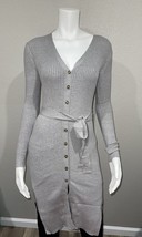 Planet Gold Sweater Dress Junior Ribbed Button-Front Gray Size XS - £15.71 GBP