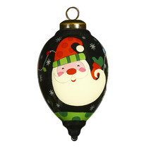 Santa in Holiday Lights Hand Painted Mouth Blown Glass Ornament - $170.13