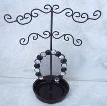 2 Tier Metal Jewelry Display Tree Stand Tabletop Earrings Bracelet Holder Rack - £9.25 GBP