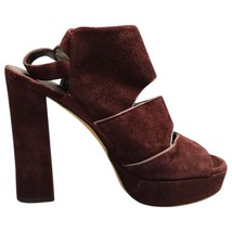 Stuart Weitzman Strappy Slingback Heels Womens Size 8 Burgundy Suede Pee... - $83.83