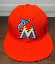 Miami Florida Marlins Hat MLB New Era 59Fifty Fitted 7 1/4 Orange Baseball Cap - £9.79 GBP