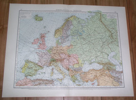 1912 Antique Political Map Of Europe Austria Hungary Empire Germany Poland Italy - £22.46 GBP