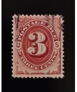 1891 3c Postage Due, Bright Claret Scott J24 Used F/VF - $119.05 MXN