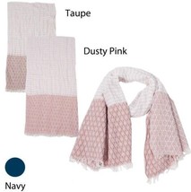 Women&#39;S Winter Scarf Ticking Striped Oblong Shawl Wrap Pashmina Soft Dusty Pink  - £12.77 GBP