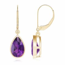 Authenticity Guarantee 
Angara Natural 9x6mm Amethyst Classic Earrings in 14K... - £389.47 GBP