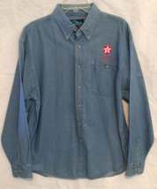 Vtg Texaco KRBU Kern River Employee Gas Oil Blue Button Long Sleeve Shir... - £21.18 GBP