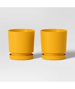 Room Essentials 2pc Recycled Resin Planter Pots Yellow 4x4x4 Indoor Outdoor - $342.36 MXN